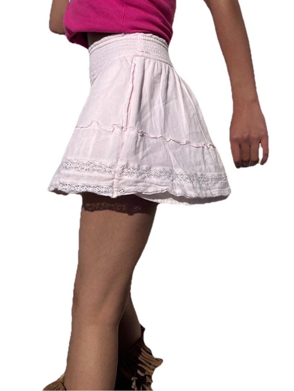 Hollister Light Pink Ultra High Rise  Skater Skort with pockets